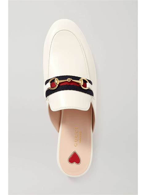 gucci princetown white slippers|princetown horsebit detailed leather slippers.